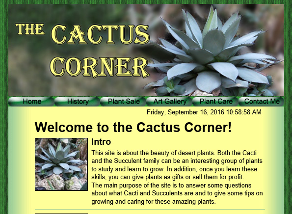 Cactus Corner Website